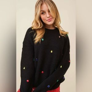 Black multi color gem sweater